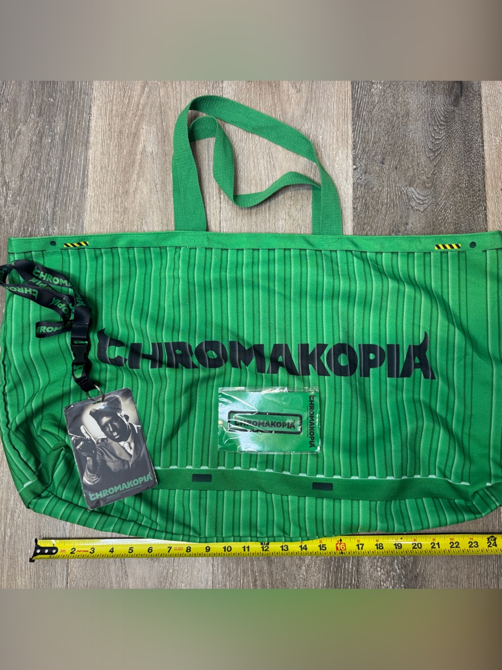 Tyler the Creator VIP Green Logo Stripe Tote Bag with lanyard and patch CB1414